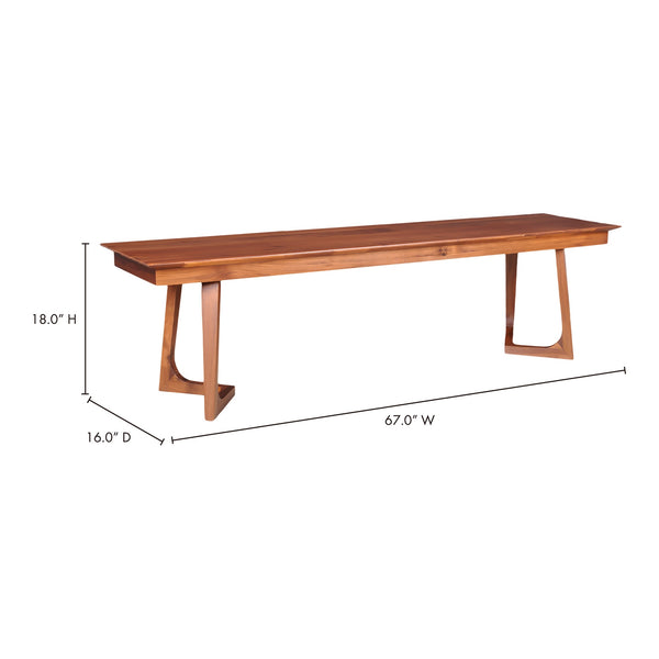 Moe's Godenza Bench in Solid Walnut