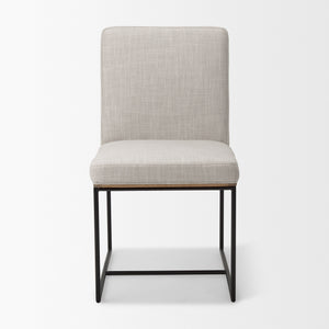 Stamford Beige Upholstered Seat w/ Wood Back, Black Metal Frame Dining Chair