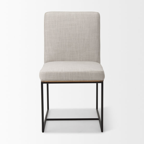 Stamford Beige Upholstered Seat w/ Wood Back, Black Metal Frame Dining Chair