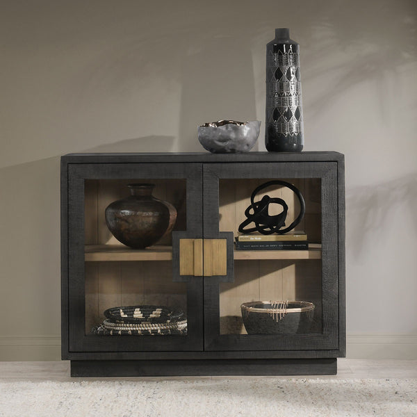 Larson Solid Wood Cabinet with Glass Doors