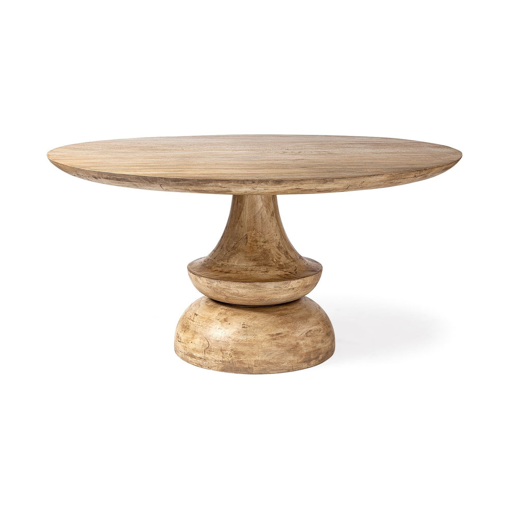 Crossman 60" Round Blonde Solid Wood & Base Dining Table