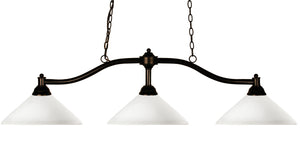 Chance 3 Light Billiard Light in Bronze Finish