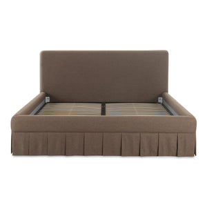 Maren King Bed Brown with Pleated Base