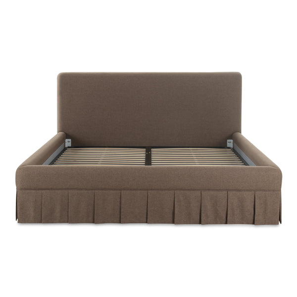 Maren King Bed Brown with Pleated Base