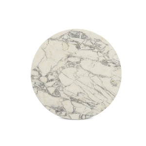 Balboa Outdoor End Table - Veined White Marble