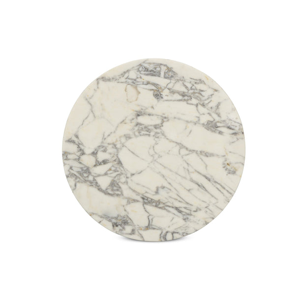 Balboa Outdoor End Table - Veined White Marble