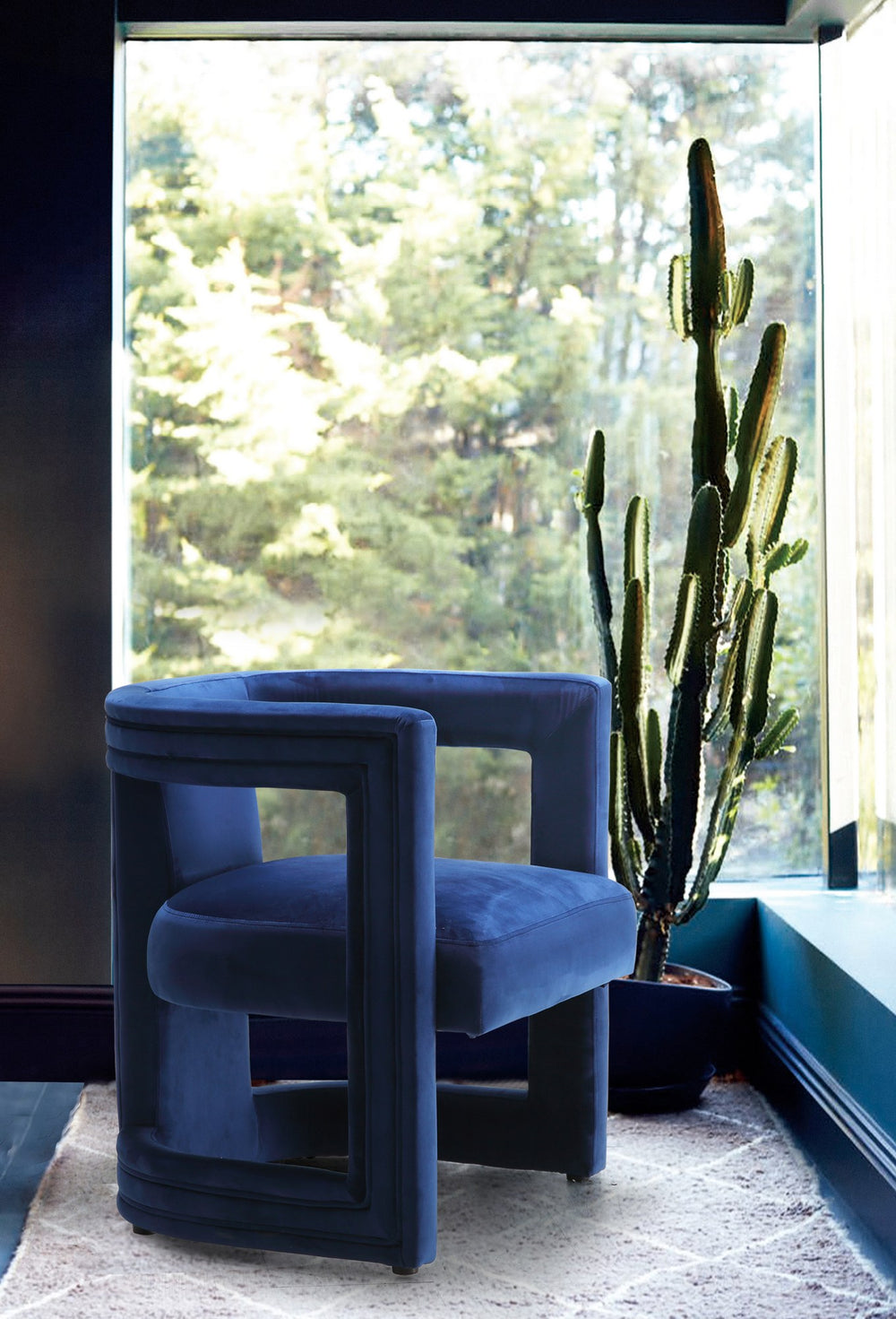 Doreen Accent Chair In Navy Velvet