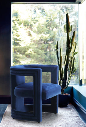 Doreen Accent Chair In Navy Velvet