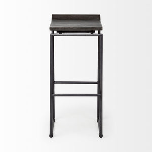 Givens 30.25" Seat Height Black Wood Seat Black Metal Base Stool