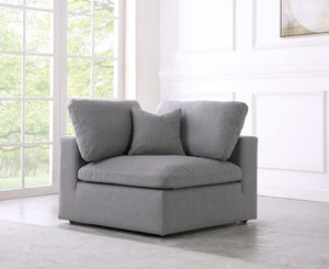 Carmen Cloud Corner Chair In Grey Linen Fabric