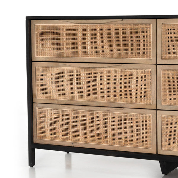 Sydney 6 Drawer Dresser - Natural Cane