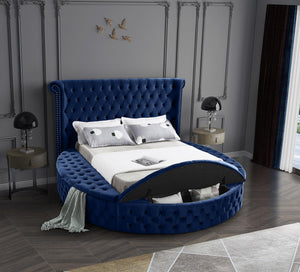 Lorena Full Bed In Navy Velvet