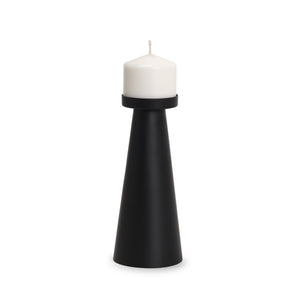 Quadir Tall Matte Black Metal Candle Holder