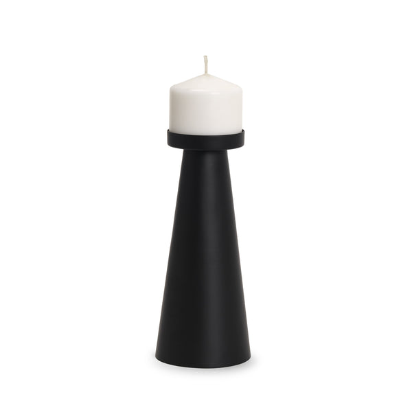Quadir Tall Matte Black Metal Candle Holder