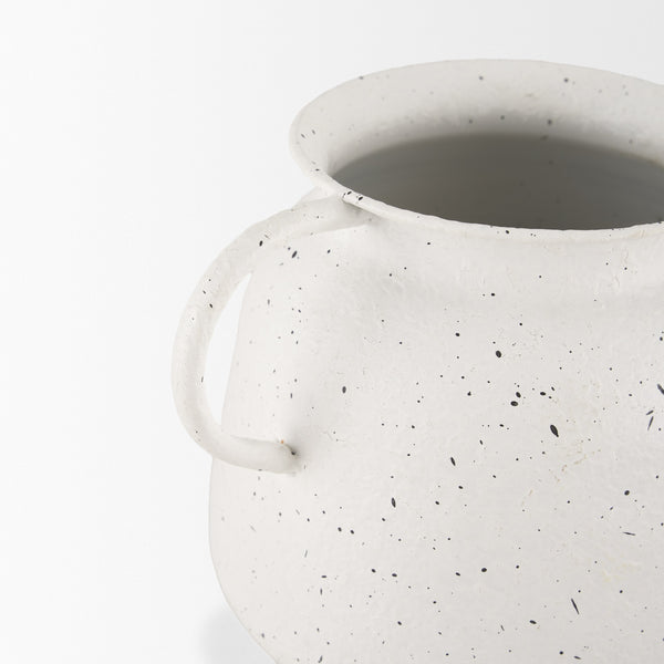 Treva Small White w/ Black Speckles Metal Vase