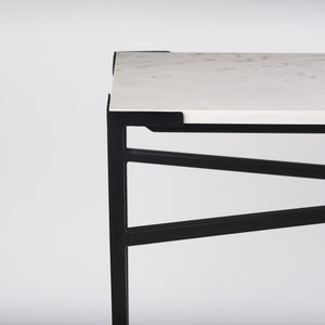 Lucas 50 X 16 X 30 White Marble Top Black Metal Frame Console Table