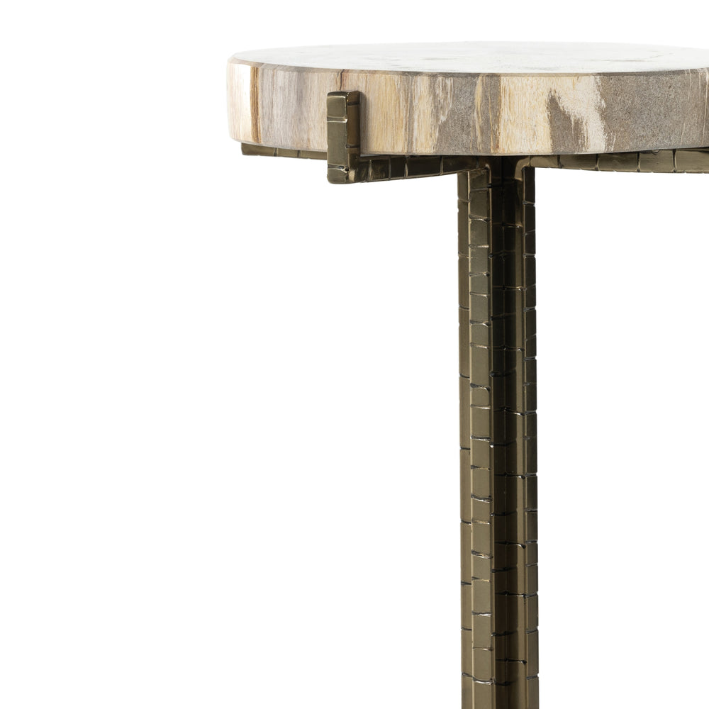 Jonty Round End Table In Petrified Wood