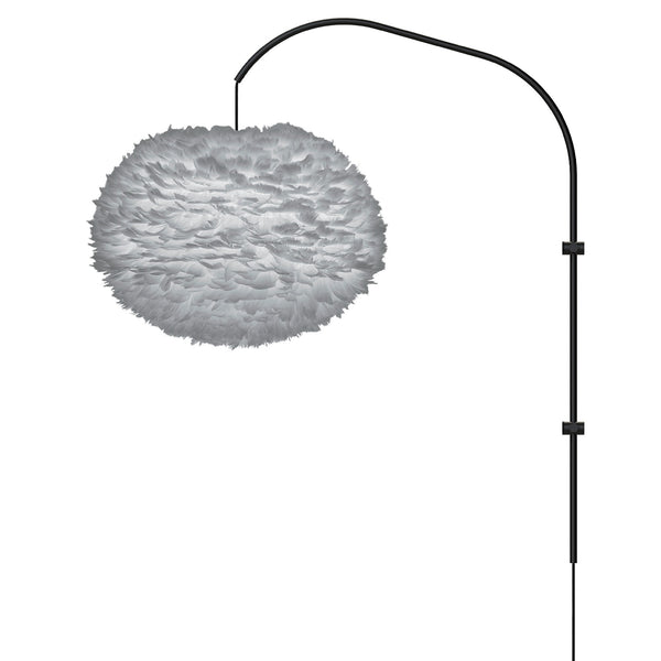 Eos Large 1-Light Wall Lamp in Grey with Black Wall Hanger