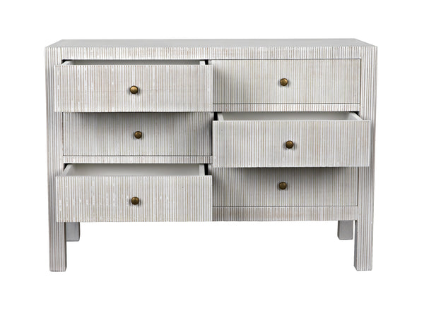 Conrad 6-Drawer Mahogany and Veneer Dresser in White Wash