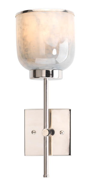 Vapor Single Sconce, Nickel and Blue Opal Metallic Glass