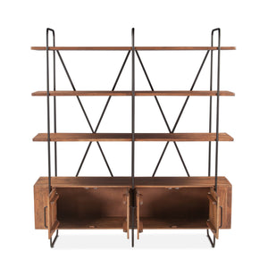 Verbania 75" Acacia Wood Bookshelf, Pecan Brown