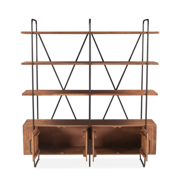 Verbania 75" Acacia Wood Bookshelf, Pecan Brown