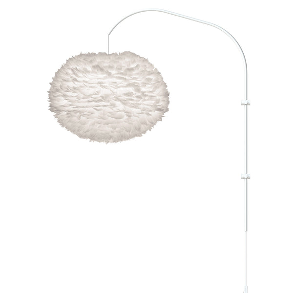 Eos Large 1-Light Wall Lamp in White with White Wall Hanger