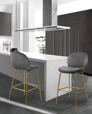 Luke Stool In Grey Velvet and Gold
