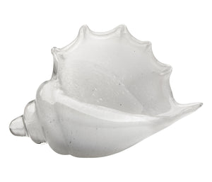 Triton Hand Blown Decorative Glass Shell, White