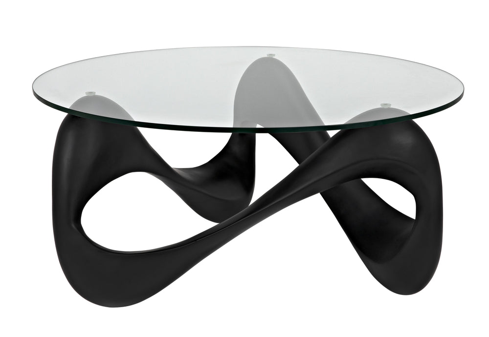 Orion Black Resin and Glass Coffee Table