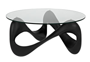 Orion Black Resin and Glass Coffee Table