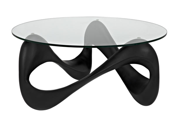 Orion Black Resin and Glass Coffee Table