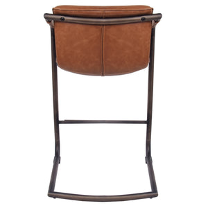Indy Counter Stool w/ Arms Rubbed Gold Frame In Antique Cigar Brown
