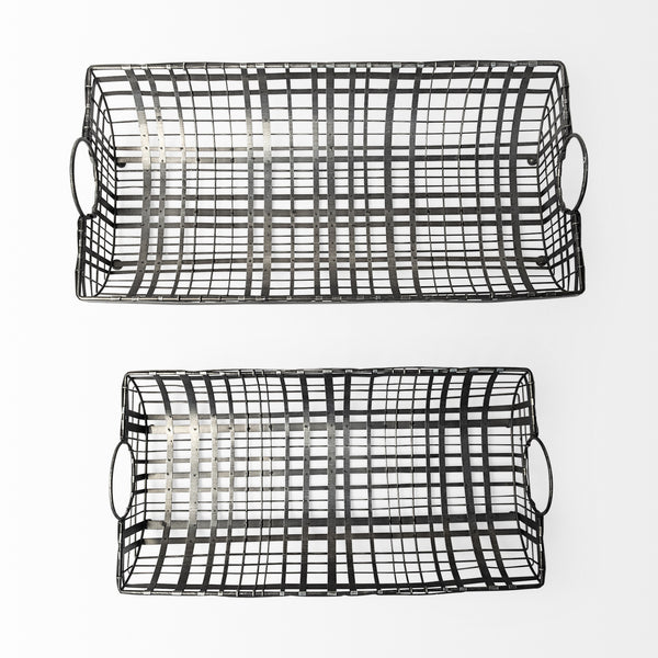 Kenneth (Set of 2) 24L x 12W Gray Metal Baskets