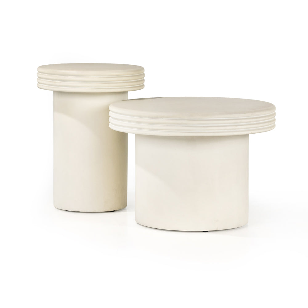 Grecia Outdoor End Table Set In White