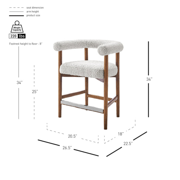 Keanu Boucle Counter Stool Brown Legs, Stanton Beige 