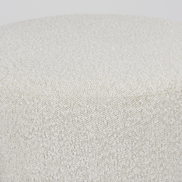 Amelia Cream Boucle W/Black Metal Upholstered Pouf