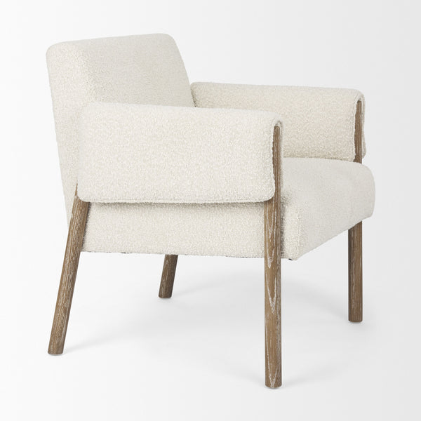 Ashton Cream Boucle Fabric w/ Brown Wood Accent Chair