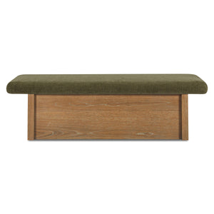Gemma Storage Bench Dark Green with Wooden Base