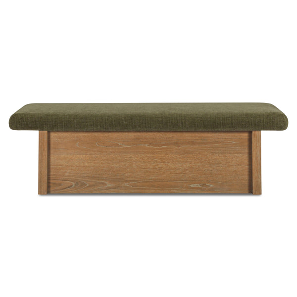 Gemma Storage Bench Dark Green with Wooden Base