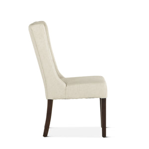 Lara Off-White Linen Dining Chair with Dark Walnut Legs
