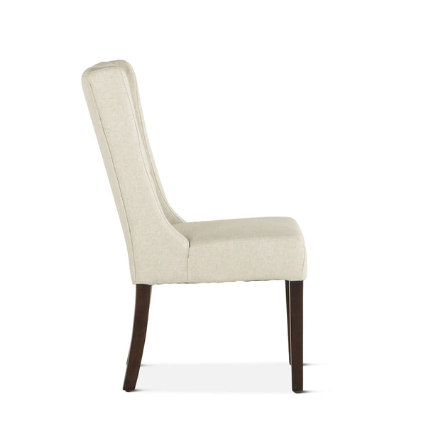 Lara Off-White Linen Dining Chair with Dark Walnut Legs