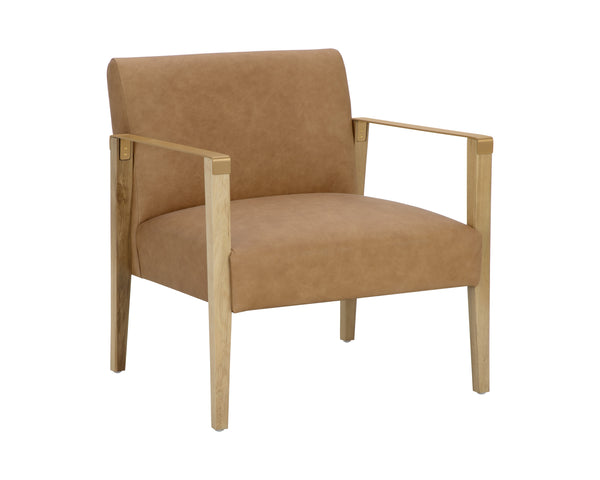 EARL LOUNGE CHAIR - RUSTIC OAK - LUDLOW SESAME LEATHER