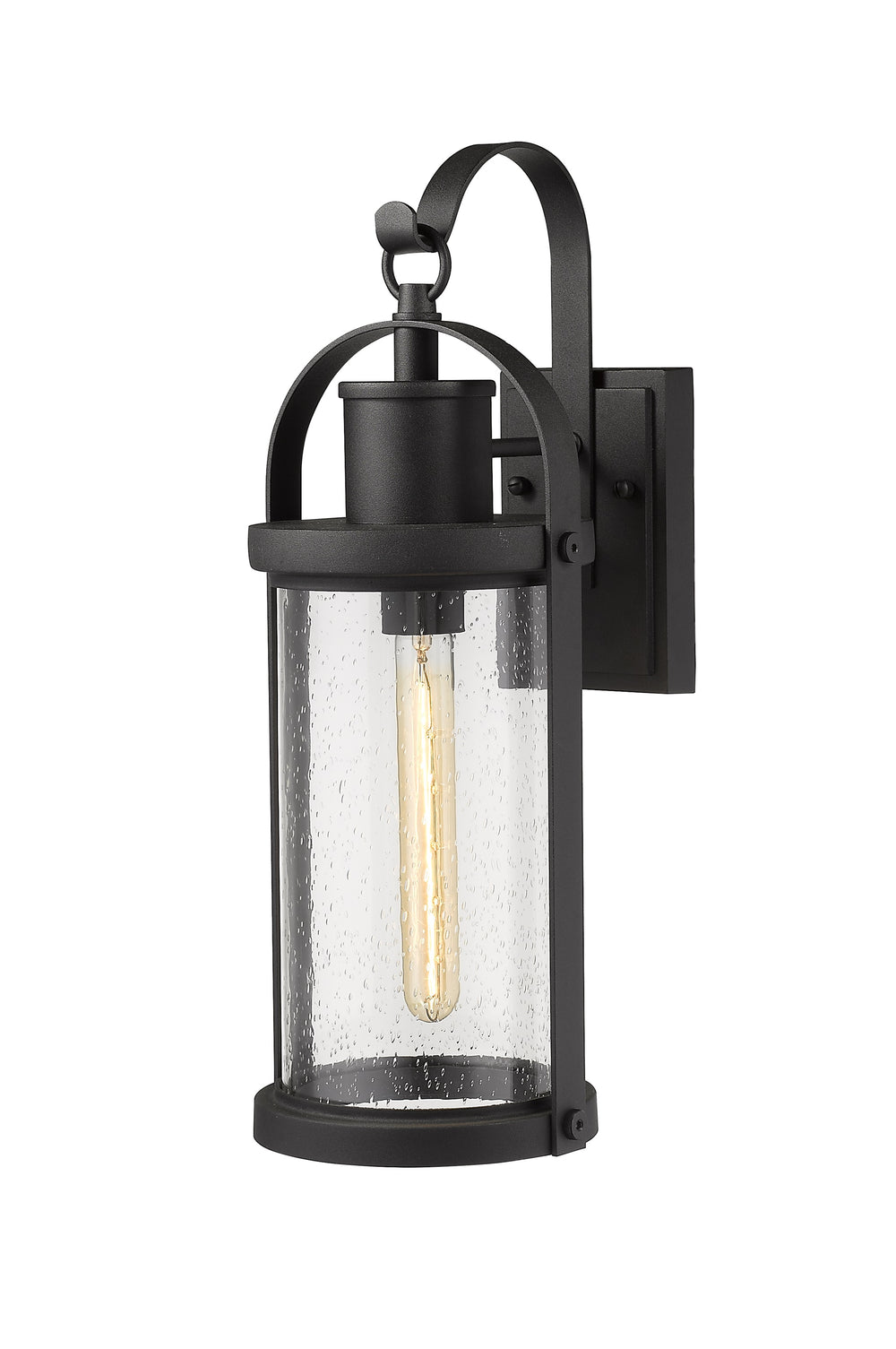 Roundhouse 1 Light Outdoor Wall Sconce in Black Finish