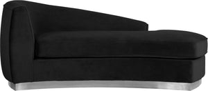 Crystal Chaise In Black Velvet and Chrome