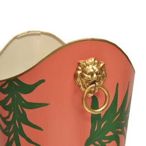 OVAL WASTEBASKET WITH LION HANDLES IN PALM