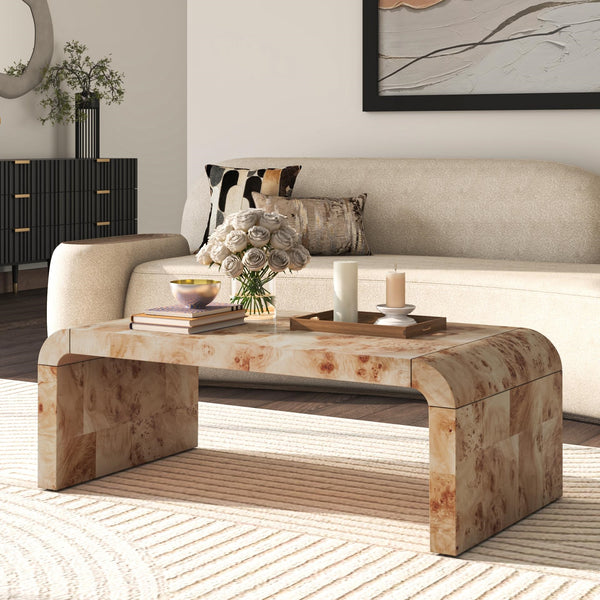 Adriel Burl Wood Coffee Table, Natural Burl
