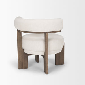 Souvik Dark Brown Wood w/ Oatmeal Fabric Accent Chair