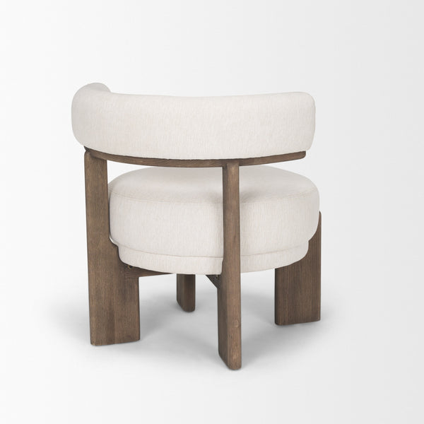 Souvik Dark Brown Wood w/ Oatmeal Fabric Accent Chair