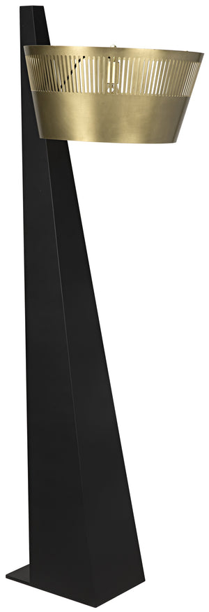 Claudius Floor Lamp, Black of Brass Finished Steel